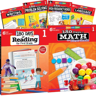 180 Days Reading, High-Frequency Words, Math, Problem Solving, Writing, & Language Grade 1: 6-Book Set by Multiple Authors