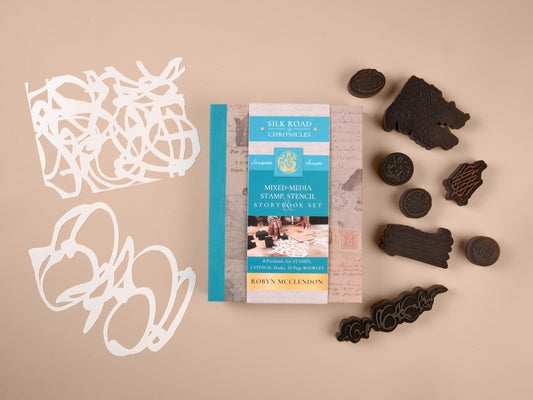 Mixed-Media Stamp, Stencil, and Storybook Set European Scripts: 8 Premium Art Stamps, 2 Stencil Masks, and 32-Page Instruction Booklet; Great for Gel by McClendon, Robyn