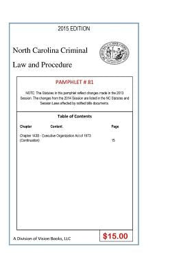 North Carolina Criminal Law and Procedure-Pamphlet 81 by Rivers Sr, Tony