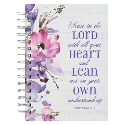 Large Hardcover Journal Trust in the Lord Proverbs 3:5 Bible Verse Purple Floral Watercolor Inspirational Wire Bound Notebook W/192 Lined Pages by Christian Art Gifts