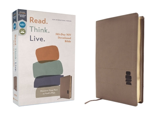 Niv, Read. Think. Live., Leathersoft, Brown, Comfort Print: 365-Day NIV Devotional Bible - Discover Your Part in God's Plan by Walk Thru the Bible