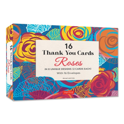 16 Thank You Cards, Roses: 4 1/2 X 3 Inch Blank Cards in 8 Lovely Designs (2 Each) with 16 Envelopes by Tuttle Studio