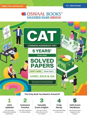 Oswaal CAT 5 Years Solved Papers (VARC, DILR & QA) Year-wise & Shift-wise (2019 - 2023) for 2024 Exam by Oswaal Editorial Board