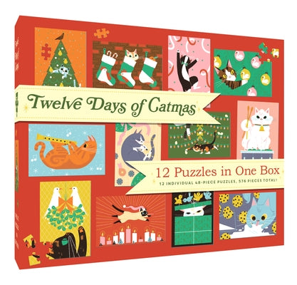 12 Puzzles in One Box: Twelve Days of Catmas by Chronicle Books