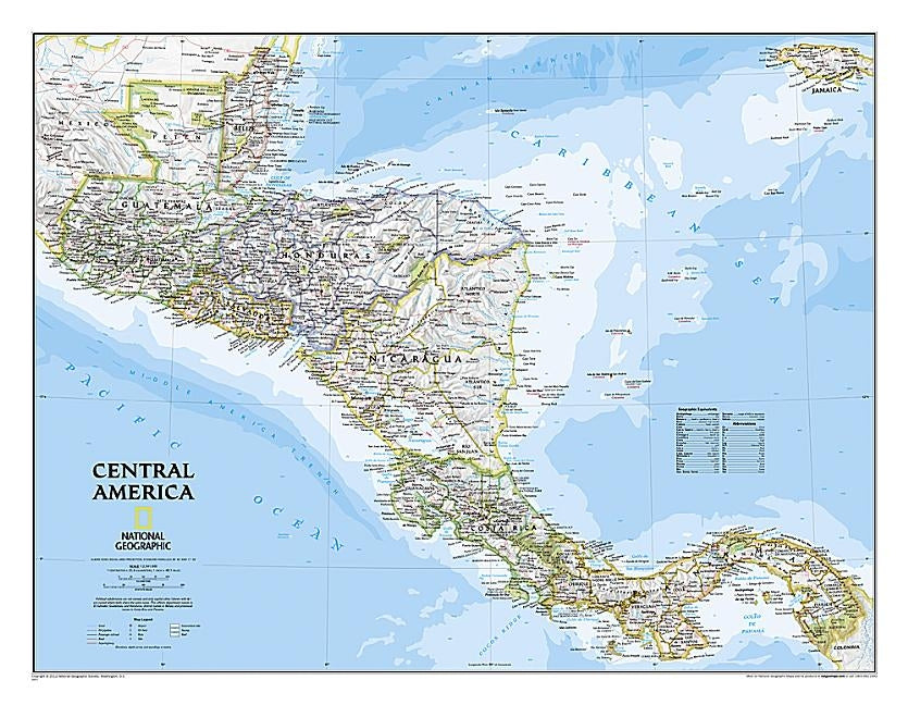 National Geographic Central America Wall Map - Classic (28.75 X 22.25 In) by National Geographic Maps