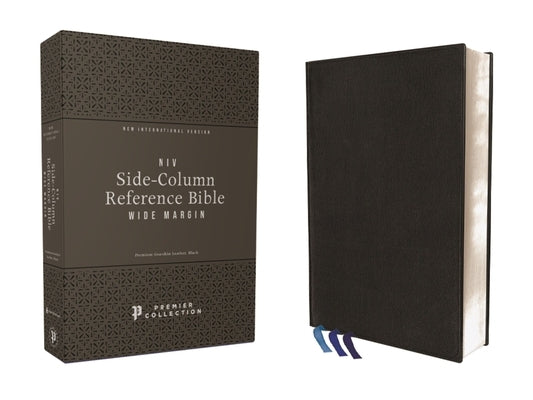 Niv, Wide Margin Side Column Reference Bible, Premium Goatskin Leather, Black, Premier Collection, Black Letter, Art Gilded Edges, Comfort Print by Zondervan