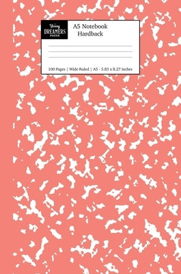 A5 Notebook Hardback: Coral Pink Marble Wide Rule Journal by Young Dreamers Press