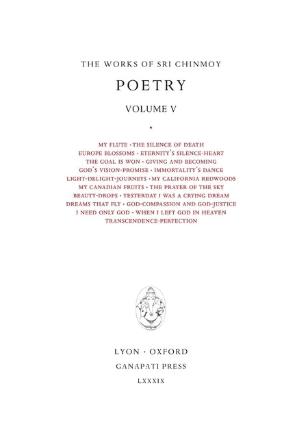 Sri Chinmoy: Poetry V by Chinmoy, Sri