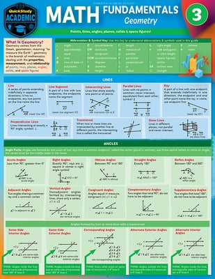 Math Fundamentals 3 - Geometry: A Quickstudy Laminated Reference Guide by Warren, Peggy