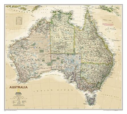 National Geographic Australia Wall Map - Executive - Laminated (30.25 X 27.25 In) by National Geographic Maps