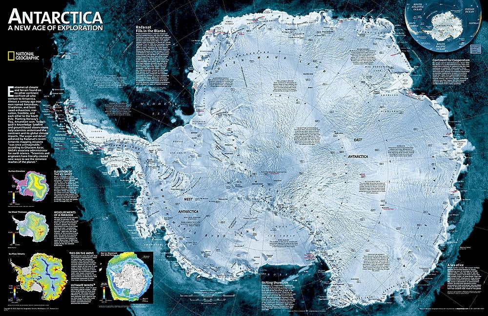 National Geographic Antarctica Satellite Wall Map (31.25 X 20.25 In) by National Geographic Maps