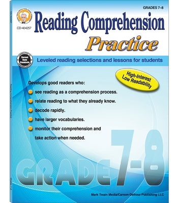 Reading Comprehension Practice, Grades 7-8 by Sitter, Janet P.