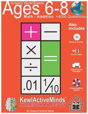 Grade 2 Worksheets - Math Addition, HomeSchool Ready +4000 Questions: Includes Timing & Scoring, Answer Keys, Knowledgebase Support by Marek, Andrew