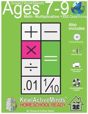 Grade 3 Worksheets - Math Multiplication, HomeSchool Ready +3500 Questions: Includes Timing & Scoring, Answer Keys, Knowledgebase Support by Marek, Andrew