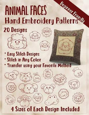 Animal Faces Hand Embroidery Patterns by Embroidery, Stitchx