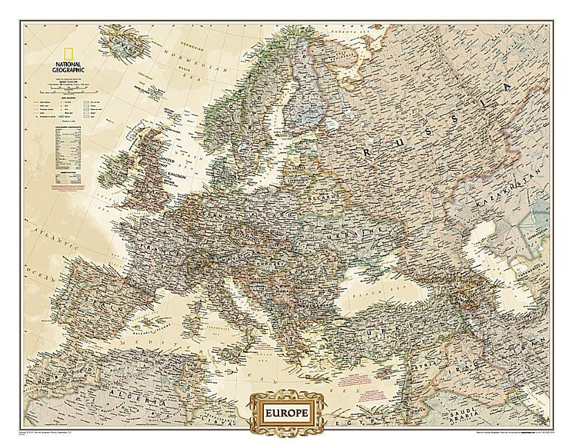 National Geographic Europe Wall Map - Executive (30.5 X 23.75 In) by National Geographic Maps