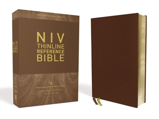 Niv, Thinline Reference Bible, Genuine Leather, Buffalo, Brown, Red Letter Edition, Comfort Print by Zondervan