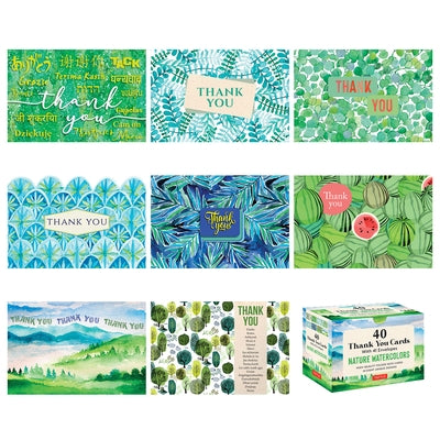 Nature Watercolors, 40 Thank You Cards with Envelopes: (4 1/2 X 3 Inch Blank Cards in 8 Unique Designs) by Tuttle Publishing